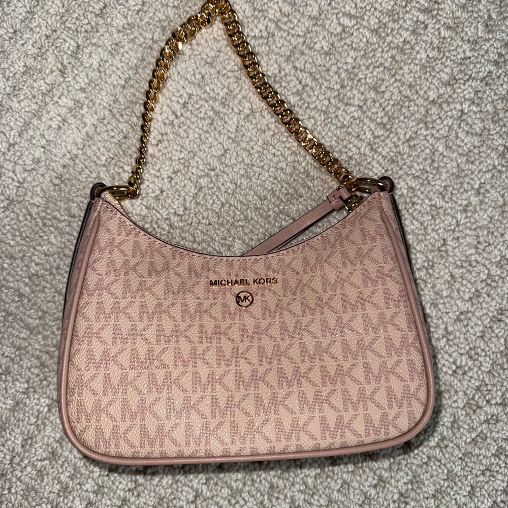 Michael Kors Pink Shoulder Bag with Gold Chain